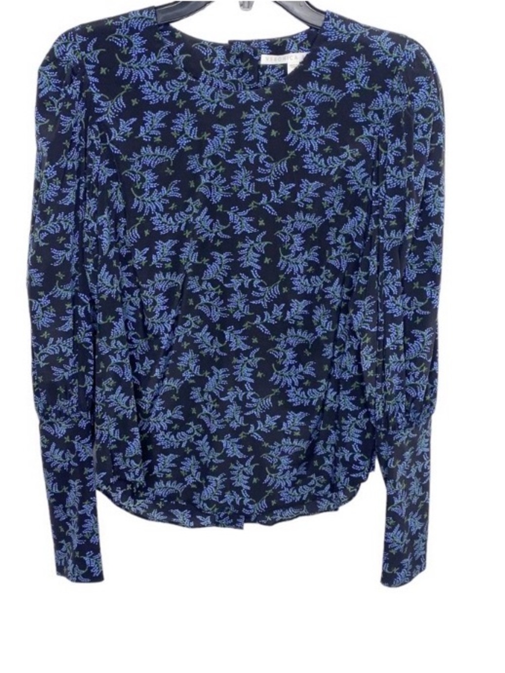 Veronica Beard Clarke Silk Puff Sleeve blouse 8 floral buttons - Picture 3 of 12